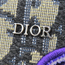 クリスチャン・ディオール Christian Dior オブリーク ケニー シャーフ ネイビー×ベージュ レザー ジャガード ショルダーバッグ シルバー金具 黒 オブリークジャガード