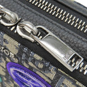 クリスチャン・ディオール Christian Dior オブリーク ケニー シャーフ ネイビー×ベージュ レザー ジャガード ショルダーバッグ シルバー金具 黒 オブリークジャガード