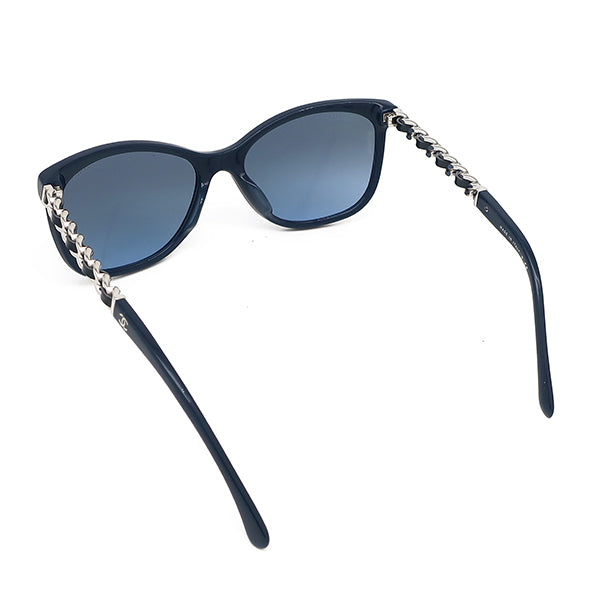シャネル CHANEL サングラス サイドチェーン 57□17 プラスチック ブルー シルバー金具 青 ココマーク ブルーレンズ 5260-Q-A 【箱】【中古】 シャネル CHANEL サイドチェーン 57□17 5260-Q-A ブルー プラスチック