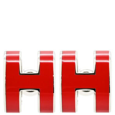 エルメス HERMES ポップアッシュ Hピアス レッド×シルバー GP ラッカー仕上げ ピアス ポップH H型 POP ラッカー 赤 ルージュ シルバー