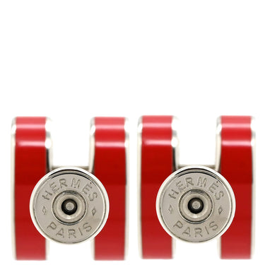 エルメス HERMES ポップアッシュ Hピアス レッド×シルバー GP ラッカー仕上げ ピアス ポップH H型 POP ラッカー 赤 ルージュ シルバー