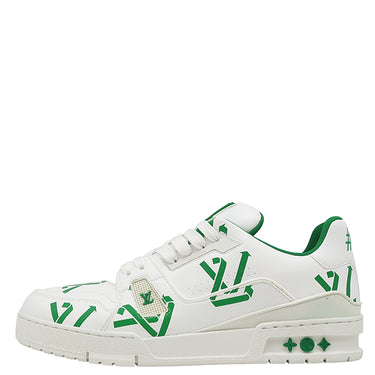 ルイヴィトン LOUIS VUITTON LV トレイナーライン ホワイト×グリーン レザー #7 スニーカー 白 緑 LV アップサイクル