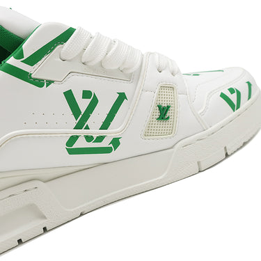 ルイヴィトン LOUIS VUITTON LV トレイナーライン ホワイト×グリーン レザー #7 スニーカー 白 緑 LV アップサイクル