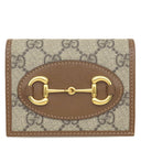 グッチ GUCCI ホースビット 1955 スモールウォレット ‎621887 FAD6L 9758 ベージュ×ダークブラウン レザー GGスプリームキャンバス 二つ折り財布 ゴールド金具 コンパクト