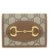 グッチ GUCCI ホースビット 1955 スモールウォレット ‎621887 FAD6L 9758 ベージュ×ダークブラウン レザー GGスプリームキャンバス 二つ折り財布 ゴールド金具 コンパクト
