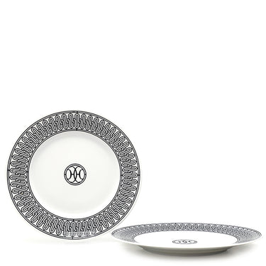 エルメス HERMES デザートプレート Hデコ ブラック×ホワイト ポーセリン 食器 新品 未使用 アッシュデコ 22.5cm 2枚セット