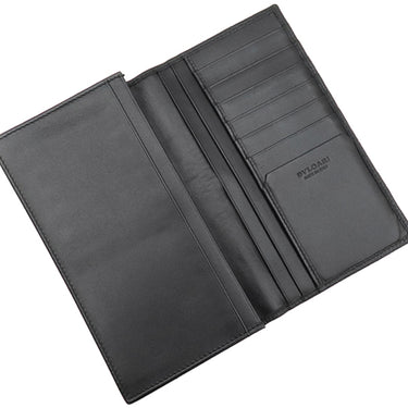 ブルガリ BVLGARI セルペンティ スカリエ マン 284708 ブラック カーフ 長財布 マットシルバー金具 黒 二つ折り 札入れ