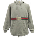 グッチ GUCCI ハーフジップ スウェット 644656 カーキ コットン 14038 パーカー ゴールド金具 ウェブストライプ トレーナー フーディー 長袖