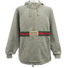 グッチ GUCCI ハーフジップ スウェット 644656 カーキ コットン 14038 パーカー ゴールド金具 ウェブストライプ トレーナー フーディー 長袖