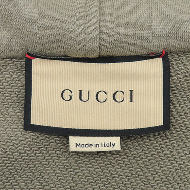 グッチ GUCCI ハーフジップ スウェット 644656 カーキ コットン 14038 パーカー ゴールド金具 ウェブストライプ トレーナー フーディー 長袖