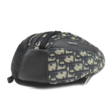 クリスチャン・ディオール Christian Dior スカラベ 1ESBO040YKY ブラック×ベージュ レザー オブリークジャカード ボディバッグ シルバー金具 オブリーク ジャカード ショルダーバッグ 黒