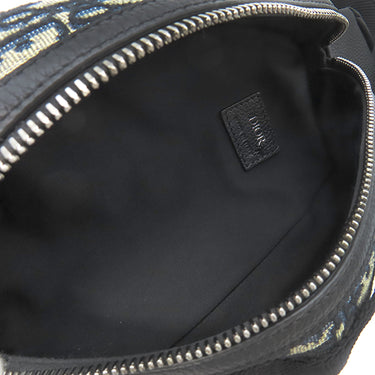 クリスチャン・ディオール Christian Dior スカラベ 1ESBO040YKY ブラック×ベージュ レザー オブリークジャカード ボディバッグ シルバー金具 オブリーク ジャカード ショルダーバッグ 黒