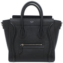 セリーヌ CELINE ラゲージ ナノ ショッパー 189243DRU.38NO ブラック カーフ ドラムドカーフレザー 2WAYバッグ シルバー金具 黒 ハンドバッグ ショルダー