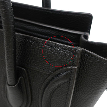 セリーヌ CELINE ラゲージ ナノ ショッパー 189243DRU.38NO ブラック カーフ ドラムドカーフレザー 2WAYバッグ シルバー金具 黒 ハンドバッグ ショルダー