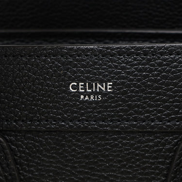 セリーヌ CELINE ラゲージ ナノ ショッパー 189243DRU.38NO ブラック カーフ ドラムドカーフレザー 2WAYバッグ シルバー金具 黒 ハンドバッグ ショルダー