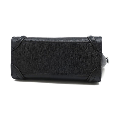 セリーヌ CELINE ラゲージ ナノ ショッパー 189243DRU.38NO ブラック カーフ ドラムドカーフレザー 2WAYバッグ シルバー金具 黒 ハンドバッグ ショルダー