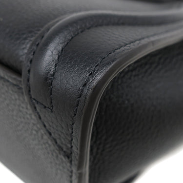 セリーヌ CELINE ラゲージ ナノ ショッパー 189243DRU.38NO ブラック カーフ ドラムドカーフレザー 2WAYバッグ シルバー金具 黒 ハンドバッグ ショルダー