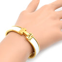 エルメス HERMES クリックH PM ホワイト×ゴールド GP エナメル ブレスレット 白 Hブレス