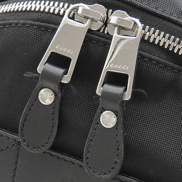 グッチ GUCCI ナイロン キャンバス バックパック 268184 ブラック ナイロン レザー リュック・デイパック シルバー金具 黒 シェリーライン