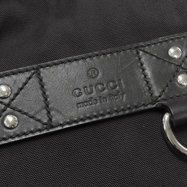 グッチ GUCCI ナイロン キャンバス バックパック 268184 ブラック ナイロン レザー リュック・デイパック シルバー金具 黒 シェリーライン