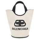 バレンシアガ BALENCIAGA ウェーブ XS 619979 ホワイト×ブラック キャンバス 2WAYバッグ シルバー金具 トートバッグ ショルダーバッグ 白 黒