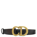 クリスチャン・ディオール Christian Dior サドル ベルト ブラック レザー ＃70 ベルト ゴールド金具 黒
