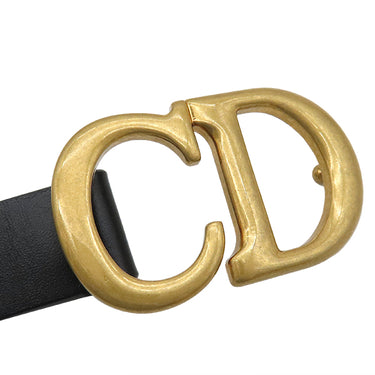 クリスチャン・ディオール Christian Dior サドル ベルト ブラック レザー ＃70 ベルト ゴールド金具 黒