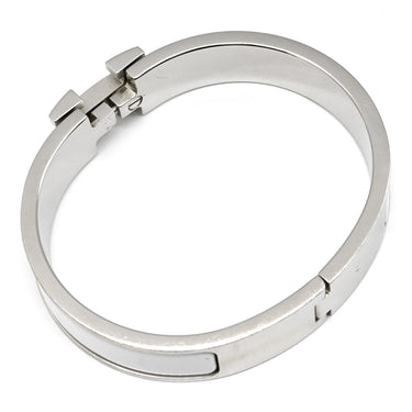 エルメス HERMES クリックH PM ホワイト×シルバー GP エナメル ブレスレット 白 Hブレス
