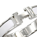 エルメス HERMES クリックH PM ホワイト×シルバー GP エナメル ブレスレット 白 Hブレス