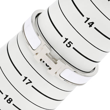 エルメス HERMES クリックH PM ホワイト×シルバー GP エナメル ブレスレット 白 Hブレス