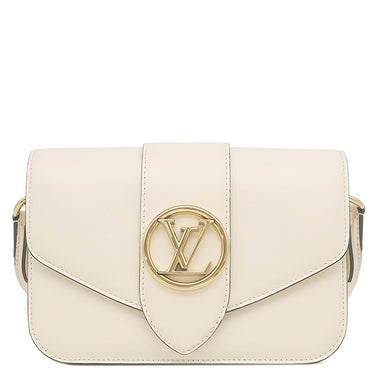 ルイヴィトン LOUIS VUITTON LVPONT9 LVポンヌフ M55950 クレーム スムースレザー ショルダーバッグ ゴールド金具 白 水色 LVサークル