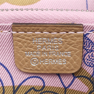 エルメス HERMES アザップ シルクイン コンパクト チャイ ヴォーエプソン コインケース シルバー金具 茶 ラウンドジップ