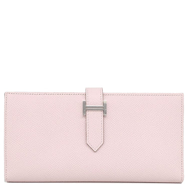 エルメス HERMES ベアンスフレ ヴェルソ モーヴペール×ルージュセリエ ヴォーエプソン 長財布 シルバー金具 ピンク 赤茶 バイカラー 二つ折財布