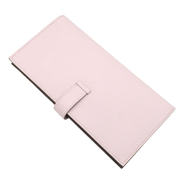 エルメス HERMES ベアンスフレ ヴェルソ モーヴペール×ルージュセリエ ヴォーエプソン 長財布 シルバー金具 ピンク 赤茶 バイカラー 二つ折財布