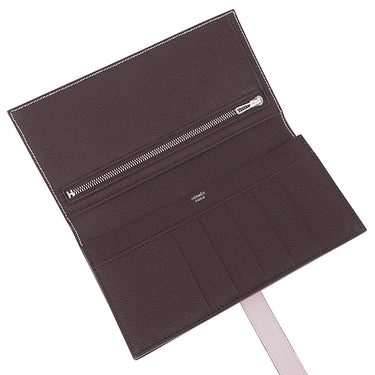 エルメス HERMES ベアンスフレ ヴェルソ モーヴペール×ルージュセリエ ヴォーエプソン 長財布 シルバー金具 ピンク 赤茶 バイカラー 二つ折財布