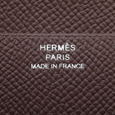 エルメス HERMES ベアンスフレ ヴェルソ モーヴペール×ルージュセリエ ヴォーエプソン 長財布 シルバー金具 ピンク 赤茶 バイカラー 二つ折財布