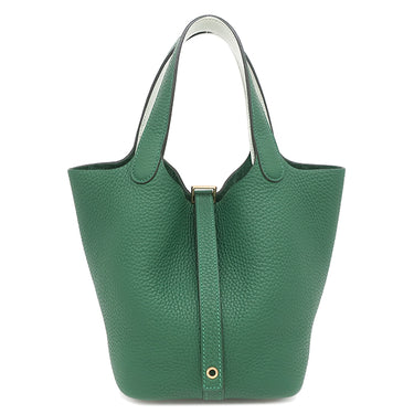 エルメス HERMES ピコタンロック PM エクラ ヴェールモワイヤン×ヴェールペパーミント トリヨンクレマンス ヴォースイフト ハンドバッグ ゴールド金具 緑 薄緑