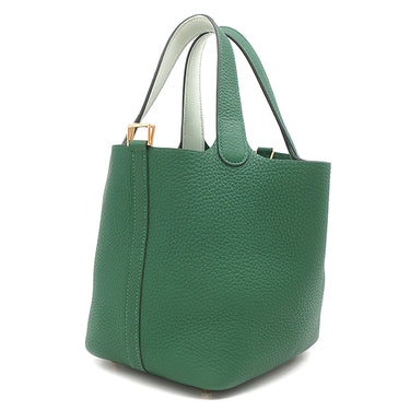 エルメス HERMES ピコタンロック PM エクラ ヴェールモワイヤン×ヴェールペパーミント トリヨンクレマンス ヴォースイフト ハンドバッグ ゴールド金具 緑 薄緑