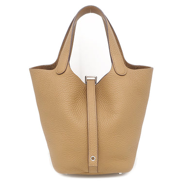 エルメス HERMES ピコタンロックPM チャイ トリヨンクレマンス ハンドバッグ シルバー金具 茶