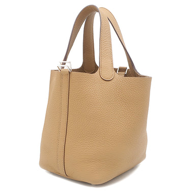 エルメス HERMES ピコタンロックPM チャイ トリヨンクレマンス ハンドバッグ シルバー金具 茶