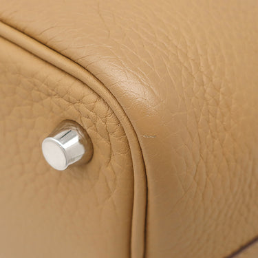 エルメス HERMES ピコタンロックPM チャイ トリヨンクレマンス ハンドバッグ シルバー金具 茶