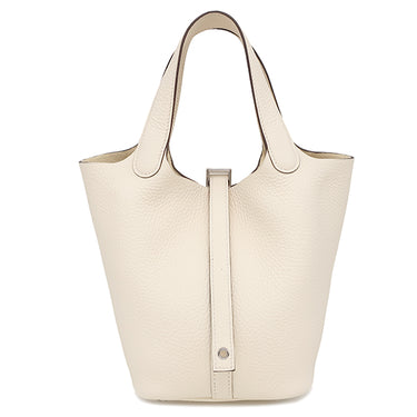 エルメス HERMES ピコタンロックPM ナタ トリヨンクレマンス ハンドバッグ シルバー金具 新品 未使用 オフホワイト