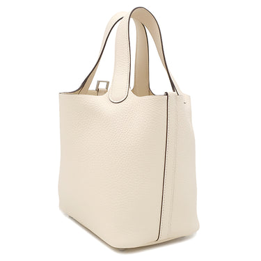 エルメス HERMES ピコタンロックPM ナタ トリヨンクレマンス ハンドバッグ シルバー金具 新品 未使用 オフホワイト