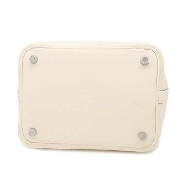 エルメス HERMES ピコタンロックPM ナタ トリヨンクレマンス ハンドバッグ シルバー金具 新品 未使用 オフホワイト