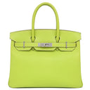 エルメス HERMES キャンディ バーキン30 キウイ×リケン ヴォーエプソン ハンドバッグ シルバー金具 黄緑 緑