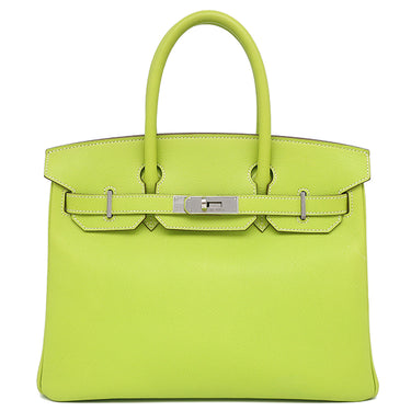エルメス HERMES キャンディ バーキン30 キウイ×リケン ヴォーエプソン ハンドバッグ シルバー金具 黄緑 緑