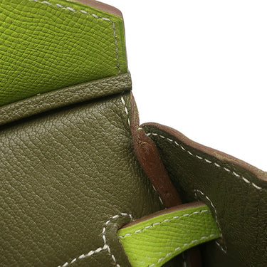 エルメス HERMES キャンディ バーキン30 キウイ×リケン ヴォーエプソン ハンドバッグ シルバー金具 黄緑 緑