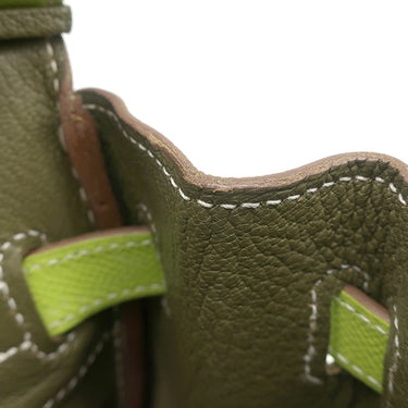 エルメス HERMES キャンディ バーキン30 キウイ×リケン ヴォーエプソン ハンドバッグ シルバー金具 黄緑 緑