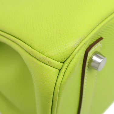 エルメス HERMES キャンディ バーキン30 キウイ×リケン ヴォーエプソン ハンドバッグ シルバー金具 黄緑 緑