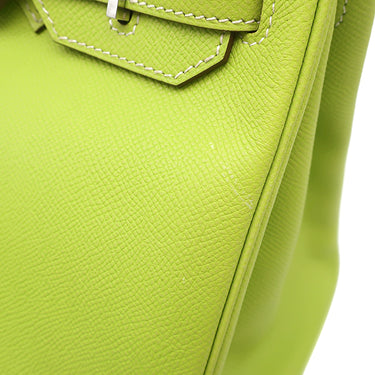 エルメス HERMES キャンディ バーキン30 キウイ×リケン ヴォーエプソン ハンドバッグ シルバー金具 黄緑 緑